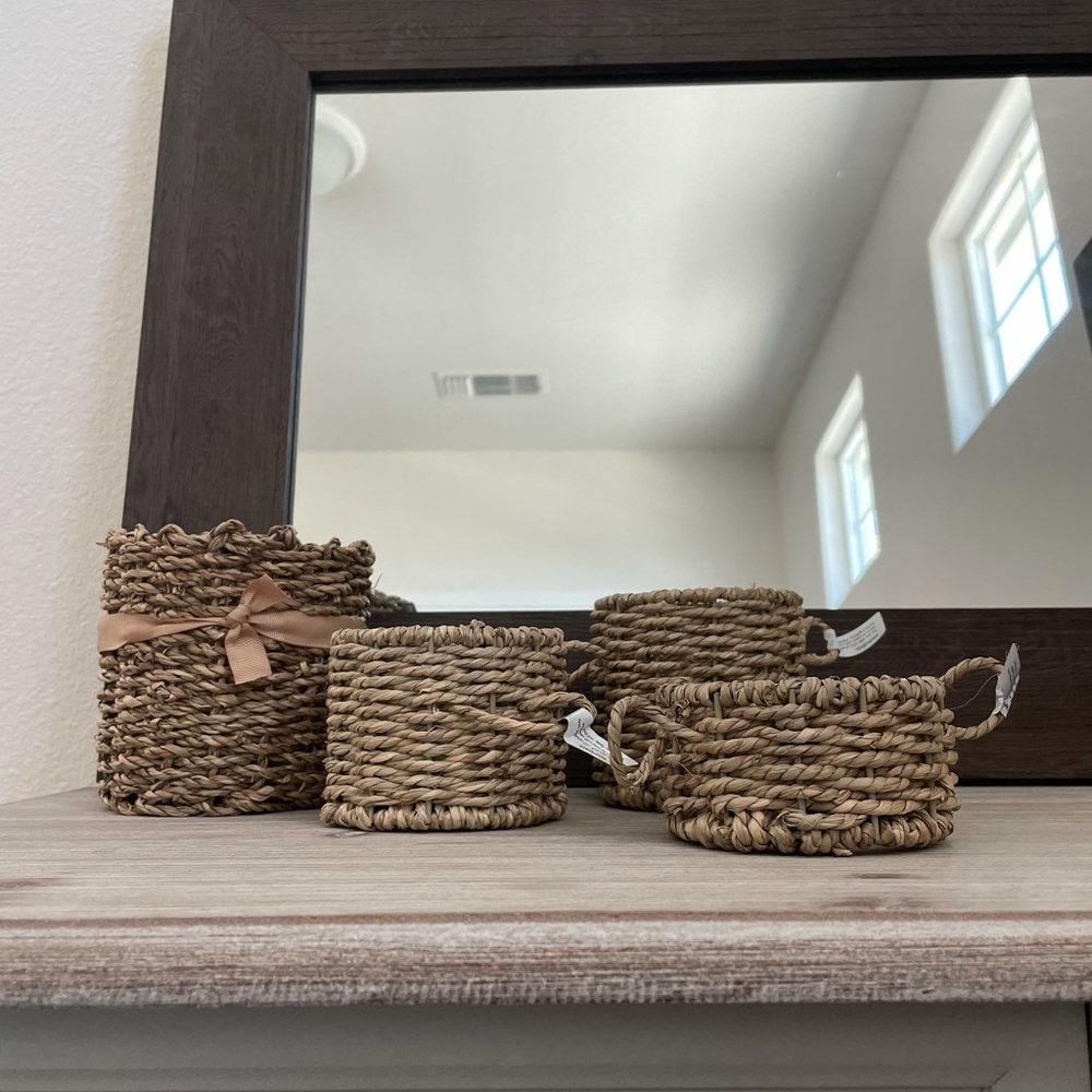 Wicker candle with wicker led candle holders